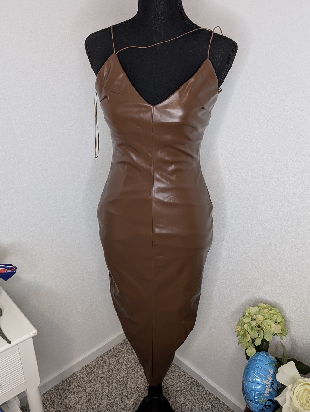 💘 Fashion Nova Make It Sexy Faux Leather Midi Dress - Picture 3 of 8